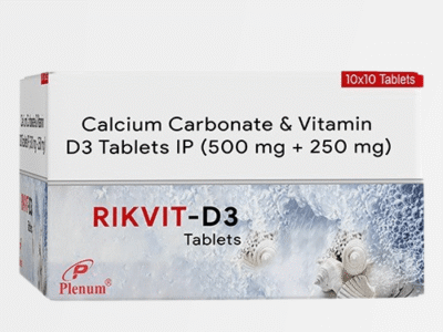 Calcium Carbonate 1250mg Calcium 500mg Vitamin D3 250IU | Rikvit-D3 Tablets