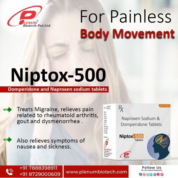 Naproxen Domperidone Tablet | Niptox 500 Tablets