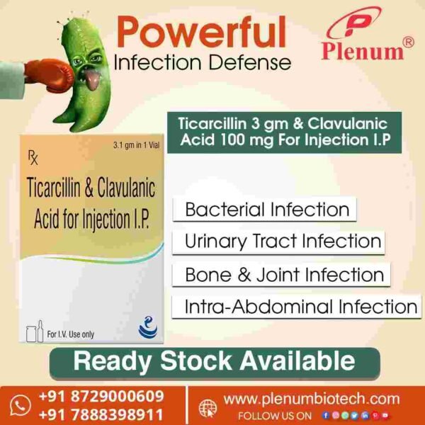 Ticarcillin Clavulanic Acid For Injection | Tronate Cv