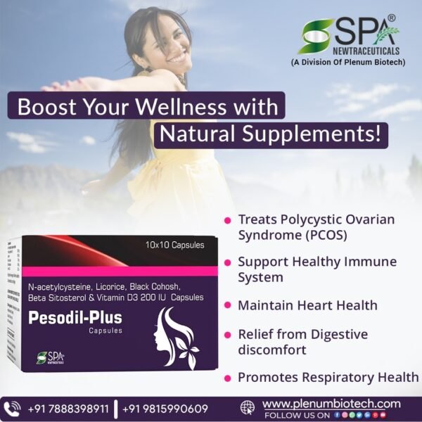 N-acetylcysteine Licorice Black Cohosh Beta Sitosterol Vitamin D3 200 IU Capsules | Pesodil Plus Capsules
