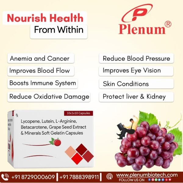 Lycopene Lutein L-Arginine Betacarotene Grape Seed Extract Essential Minerals | LYCONUM Lycopene Lutein L-Arginine Betacarotene Grape Seed Extract Essential Minerals