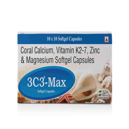 Coral Calcium Vitamin K2-7 Zinc Oxide Magnesium Oxide Vitamin D3 | 3C3 Max Soft Gel Capsules