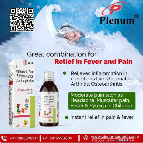 Mefenamic Acid Paracetamol Oral Suspension | Ottaspas P-DS Suspension