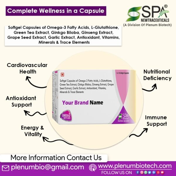 Omega-3 Fatty Acids L-Glutathione Green Tea Extract Grape Seed Extract Antioxidant Vitamins Minerals | Spavit-4G