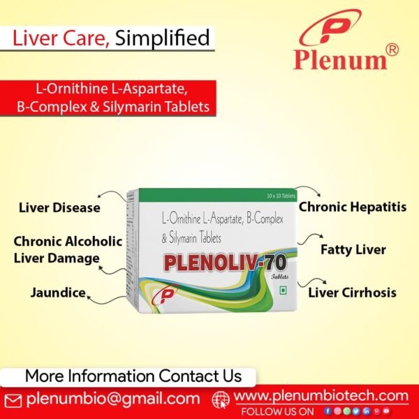 L-Ornithine L-Aspartate B-Complex Silymarin Tablets | Plenoliv 70