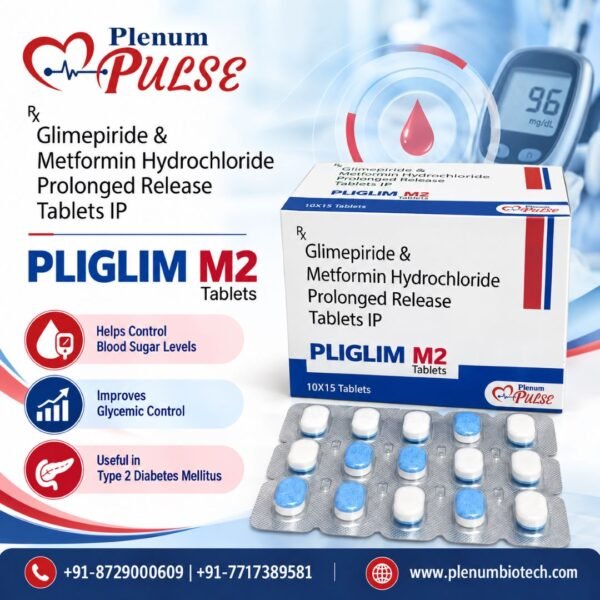 Glimepiride and Metformin Hydrochloride Prolonged Release Tablets IP | Pliglim M2