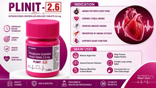 Nitroglycerin Controlled Release Tablets 2.6 Mg | Plinit-2.6 Nitroglycerin Controlled Release Tablets 2.6 Mg | Plinit-2.6
