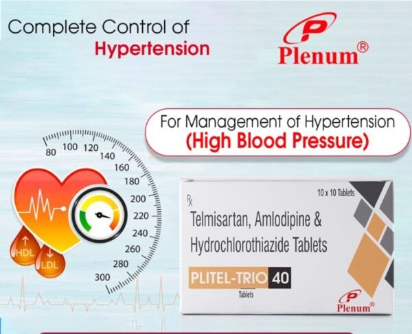 Telmisartan Amlodipine Hydrochlorothiazide Tablets | Plitel Trio 40