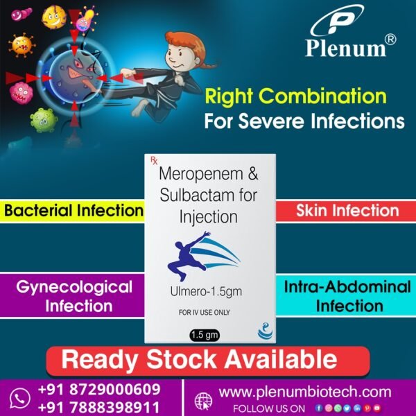 Meropenem Sulbactam for Injection 1.5 Gm | Ulmero-1.5 gm Meropenem Sulbactam for Injection 1.5 Gm | Ulmero-1.5 gm