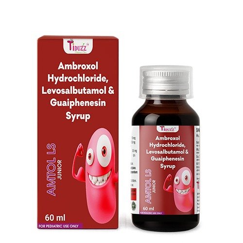 Ambroxol Hydrochloride Levosalbutamol Guaiphenesin Syrup | Amtol LS Junior