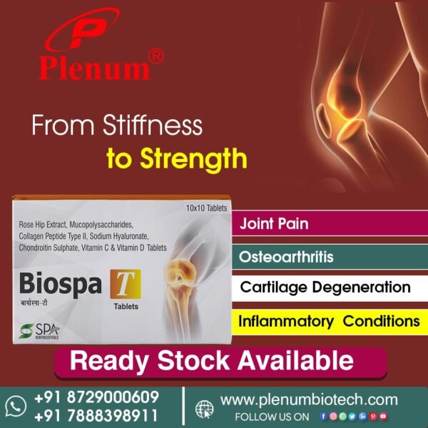 Rose Hip Extract Mucopolysaccharides Collagen Peptide Type II Sodium Hyaluronate Chondroitin Sulphate Vitamin C Vitamin D3 Tablets | Biospa-T