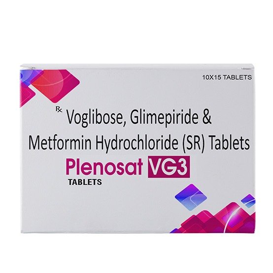 Voglibose Glimepiride Metformin Hydrochloride Tablets | Plenosat VG3