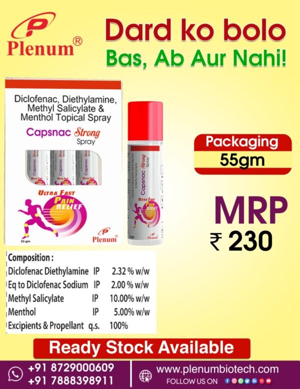 Diclofenac Diethylamine Methyl Salicylate and Menthol Topical Spray | Capsnac Strong Spray