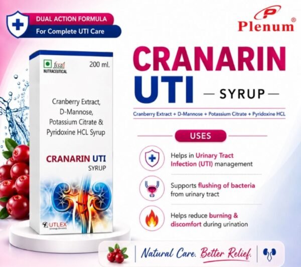 Cranberry Extract D-Mannose Potassium Citrate Pyridoxine HCL Syrup | Cranarin UTI