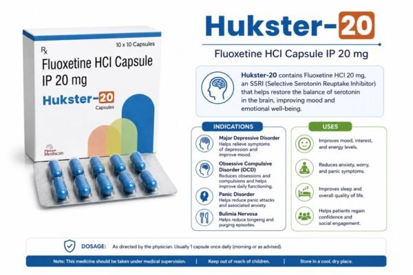 Fluoxetine Hcl 20 mg Capsule | Hukster-20 Fluoxetine Hcl 20 mg Capsule | Hukster-20