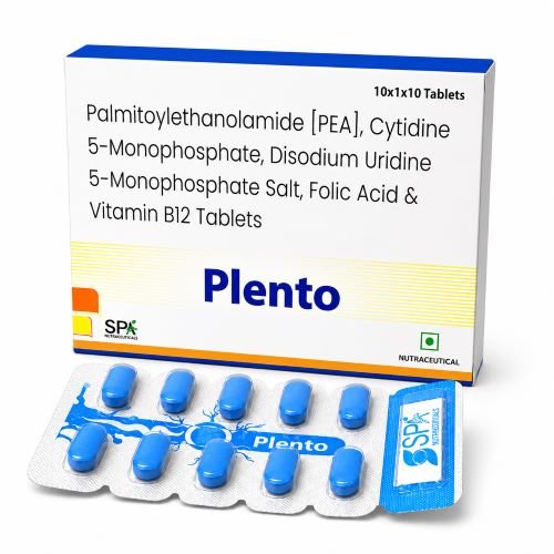 Palmitoylethanolamide [PEA] Cytidine 5 Monophosphate Disodium Uridine 5 Monophosphate Salt Folic Acid Vitamin B12 Tablets | Plento
