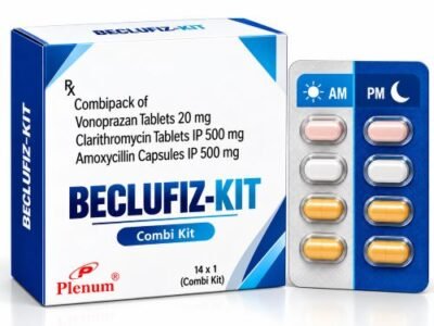 Combipack of Vonoprazan Tablets 20 Mg Clarithromycin Tablets 500 Mg Amoxycillin Capsules 500 Mg | Beclufiz-Kit