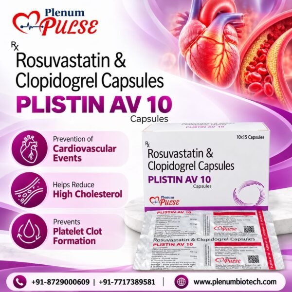 Rosuvastatin And Clopidogrel Capsules | Plistin AV 10